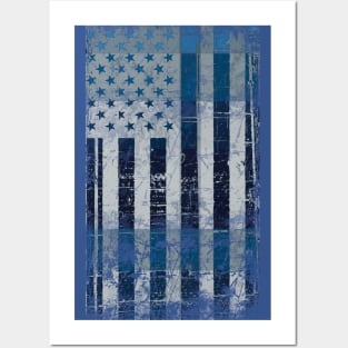 Vintage Blue American Flag Posters and Art